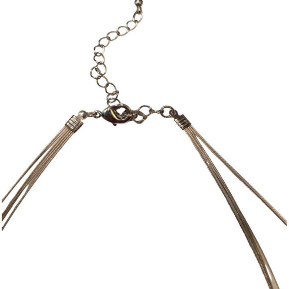 Vintage Floating Black Beaded Necklace Triple Strand 20" - Picture 4 of 5